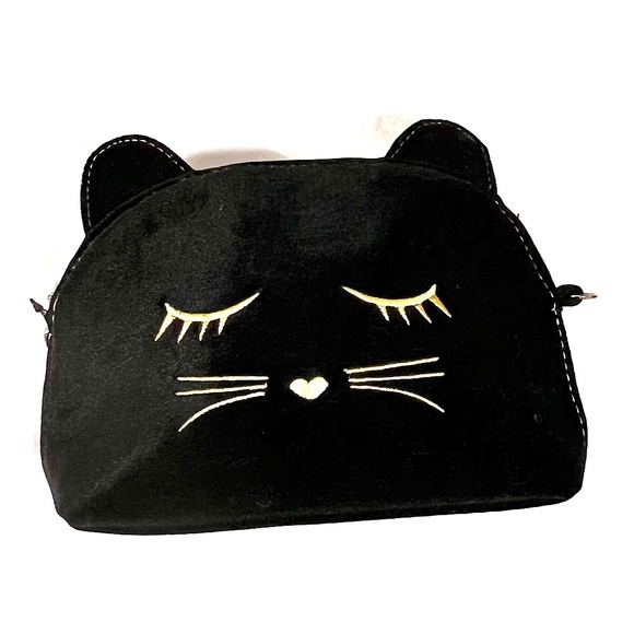 New TodoModa Black Velvet Cat Purse with Removable Chain - Picture 4 of 16